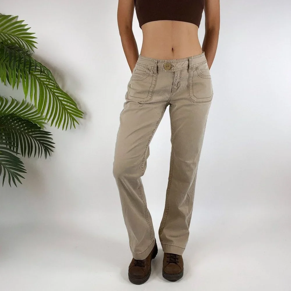 Vintage Y2K Aeropostale Low Rise Khaki Granola Girl Bootcut Pants / Size: 9/10 - Picture 4 of 4